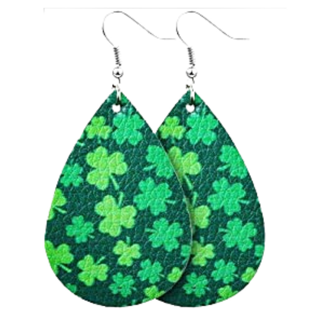 5 /$25 SHAMROCK GREEN 4 CLOVER DANGLE EARINGS ST PATRICKS DAY Earrings Shamrocks